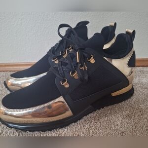 NWOT Vinci Leather The Emri Black/Gold Limited Edition Mens Sneakers Size 44